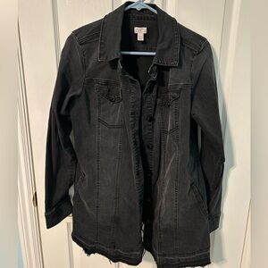 LOGO distressed black denim jacket